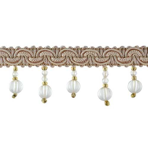 Fascination Collection - 1 1/4" width BEADED FRINGE (15 Yard Roll) - BB-925-24/10 Ivory and Gold