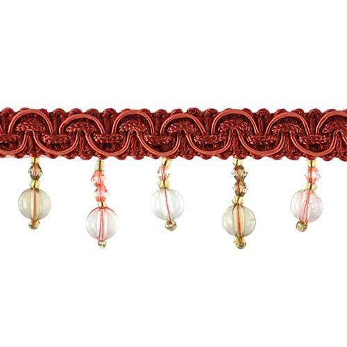 Fascination Collection - 1 1/4" width BEADED FRINGE (15 Yard Roll) - BB-925-81/17 Copper and Wine Red