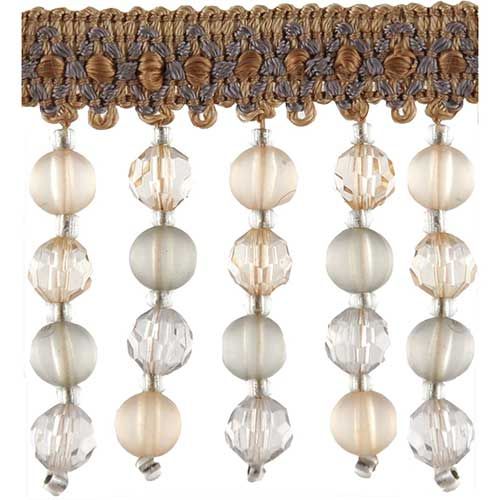 Fascination Collection - 2 1/4" length BEADED FRINGE (15 Yard Roll) - BB-987-03/38 Light Blue and Beige