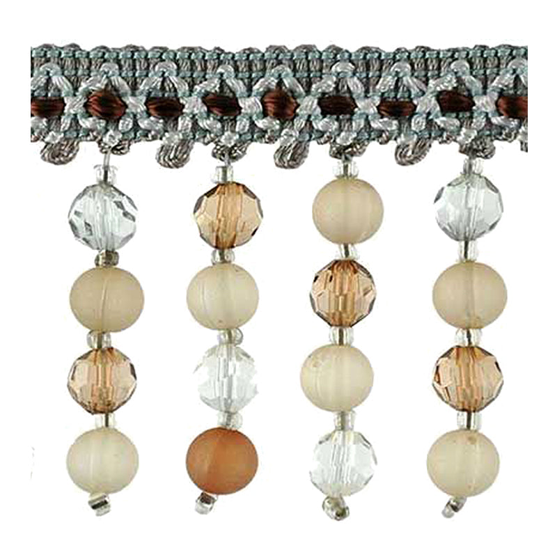 Fascination Collection - 2 1/4" length BEADED FRINGE (15 Yard Roll) - BB-987-11/38 Grey abd Toffee