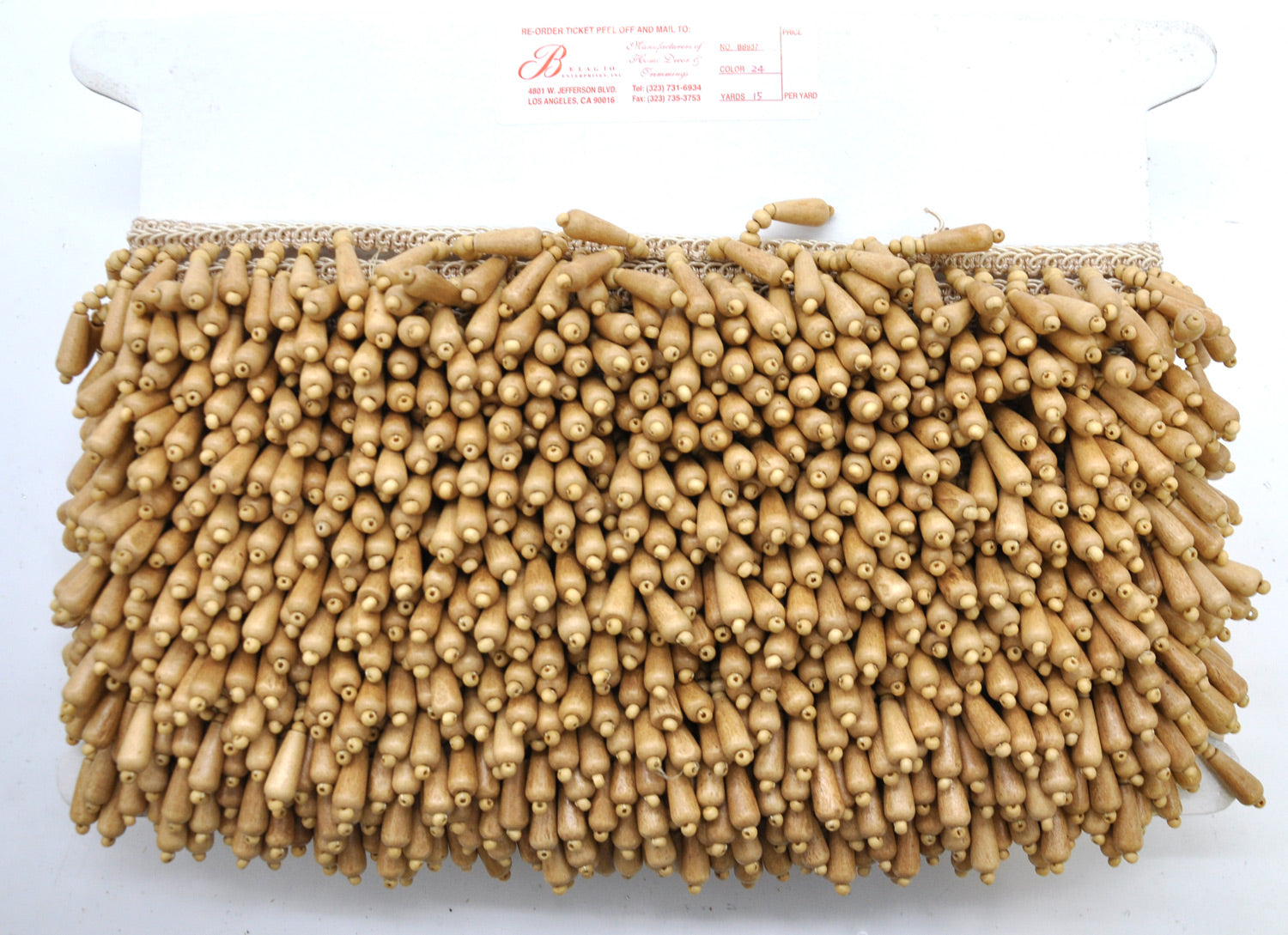 Fascination Collection - 2" width WOODEN FRINGE (10 Yard Roll) - BB-937-24 Beige