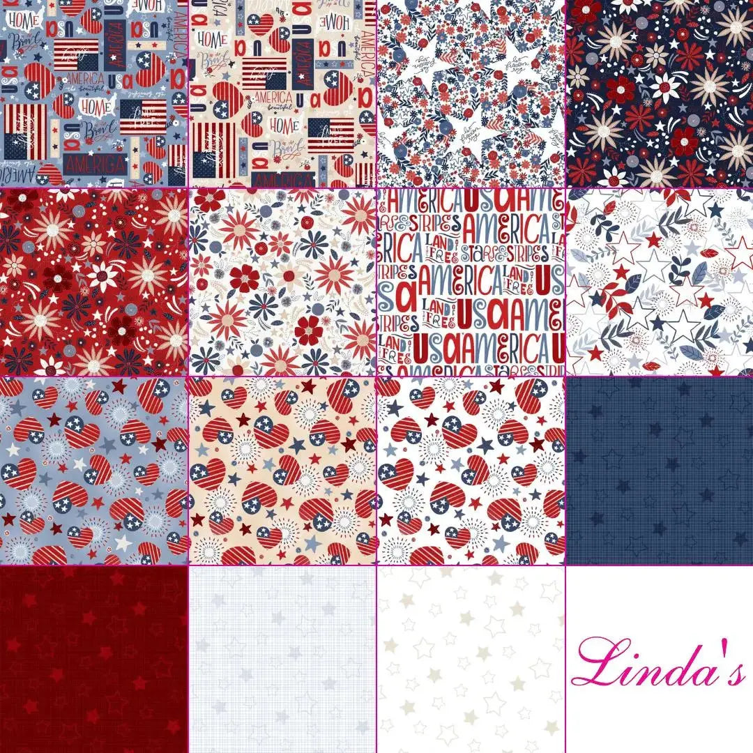 Fat Quarter Fun Blue Patriotic Quilt Kit - Linda's Electric Quilters