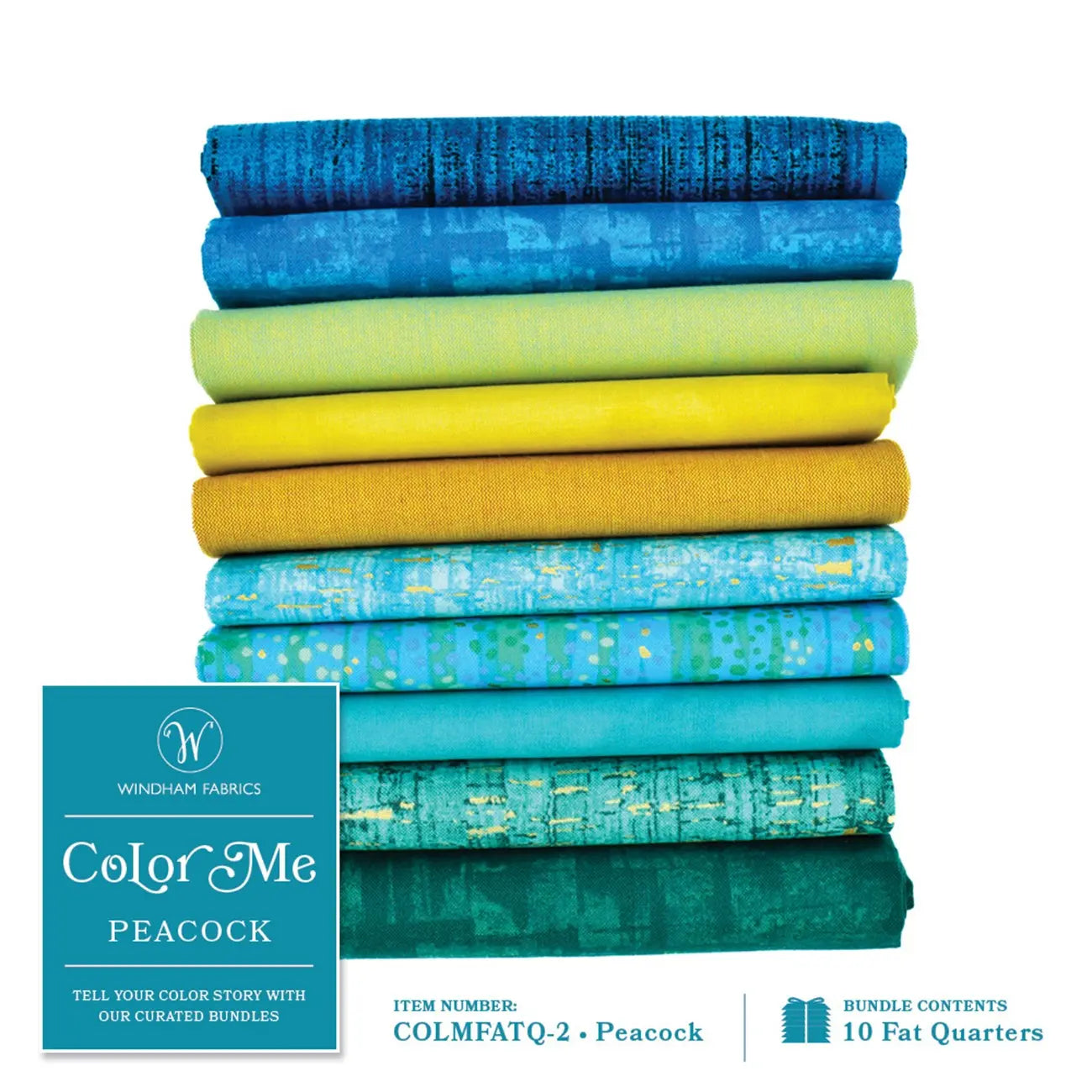 Fat Quarter bundle, Color Me Peacock, 10pcs/bundle