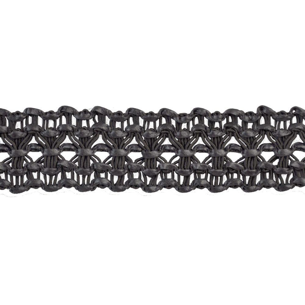 Faux Leather Woven Braid - 1 3/8" Width (10 Yard Roll) - BR-7181-02 Black