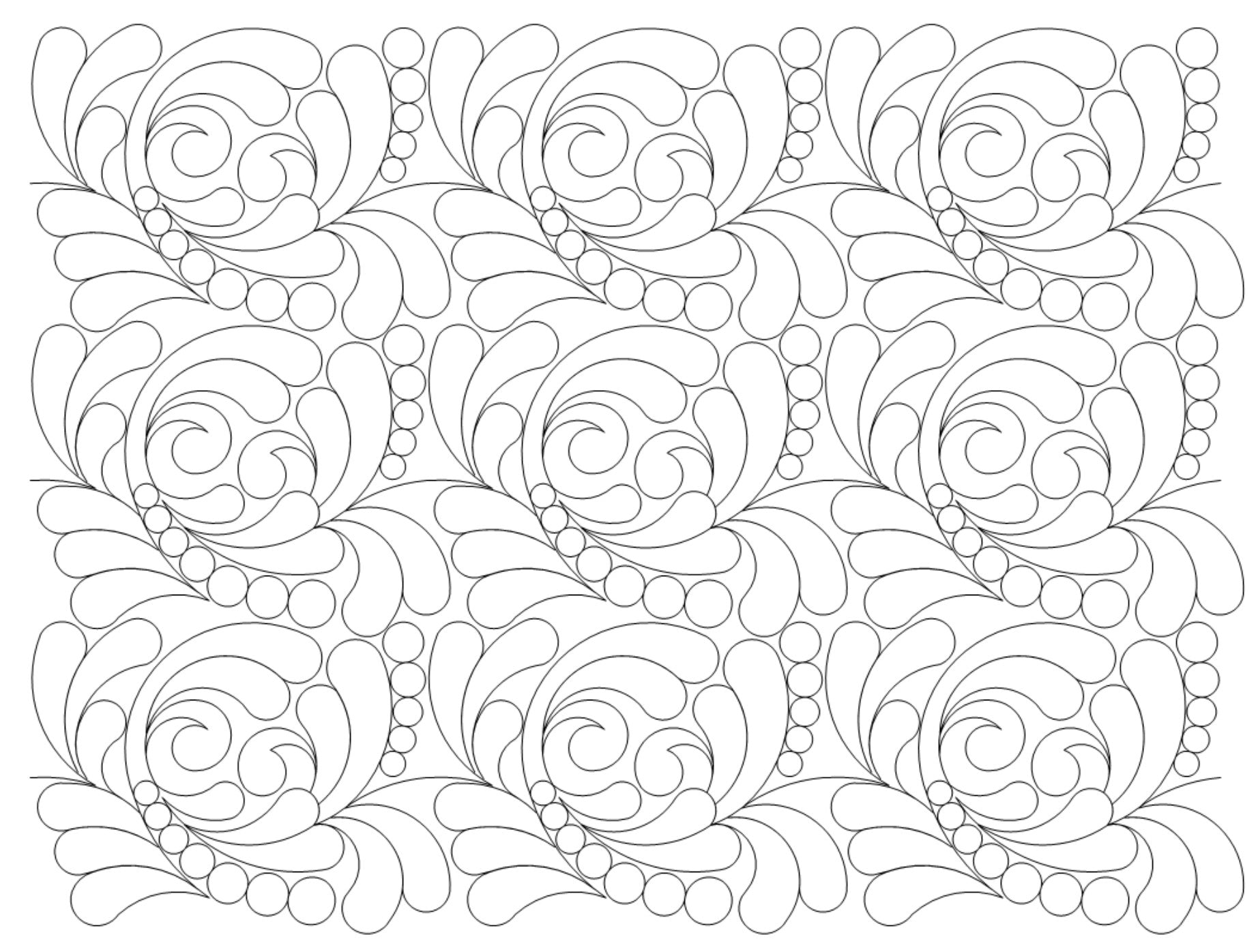 Feathered Pearls Digital E2E Wildflower Quilting Pantograph