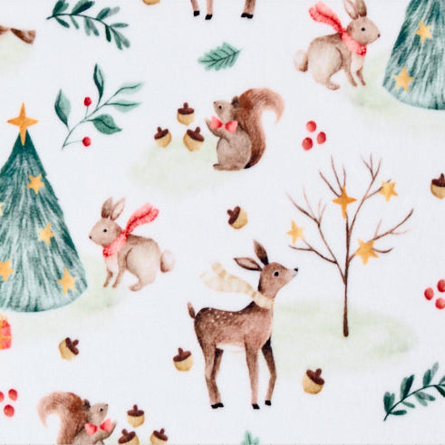 Multi Festive Forest Digital Cuddle 58/60" Fabric Per Yard