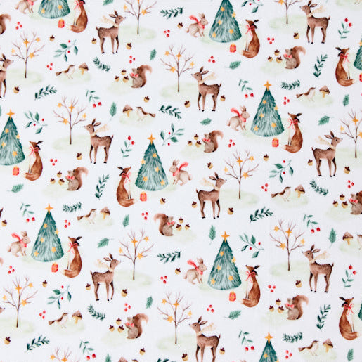Multi Festive Forest Digital Cuddle 58/60" Fabric Per Yard