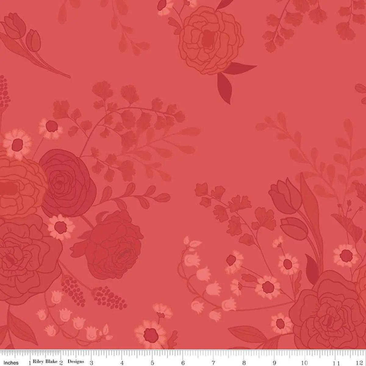 First Blooms Tonal Floral Berry Cotton Wideback Fabric per yard Riley Blake Designs