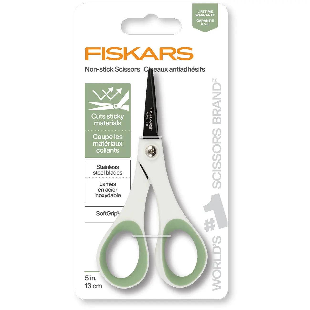 Fiskars Non-stick Titanium Softgrip Detail Scissors 5in Forest Fern