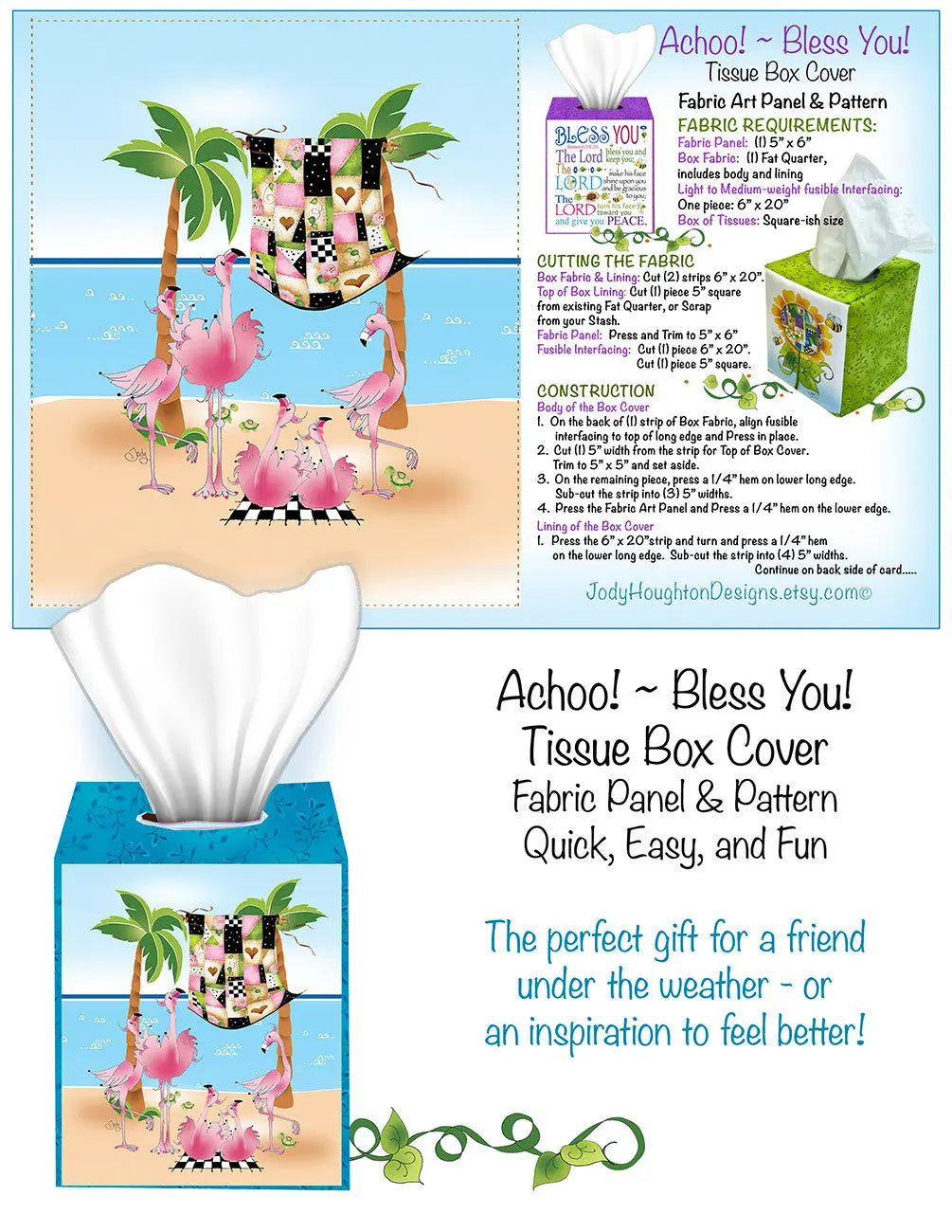 Flamingo Tissue Box Cover Panel and Pattern Checker Distributor