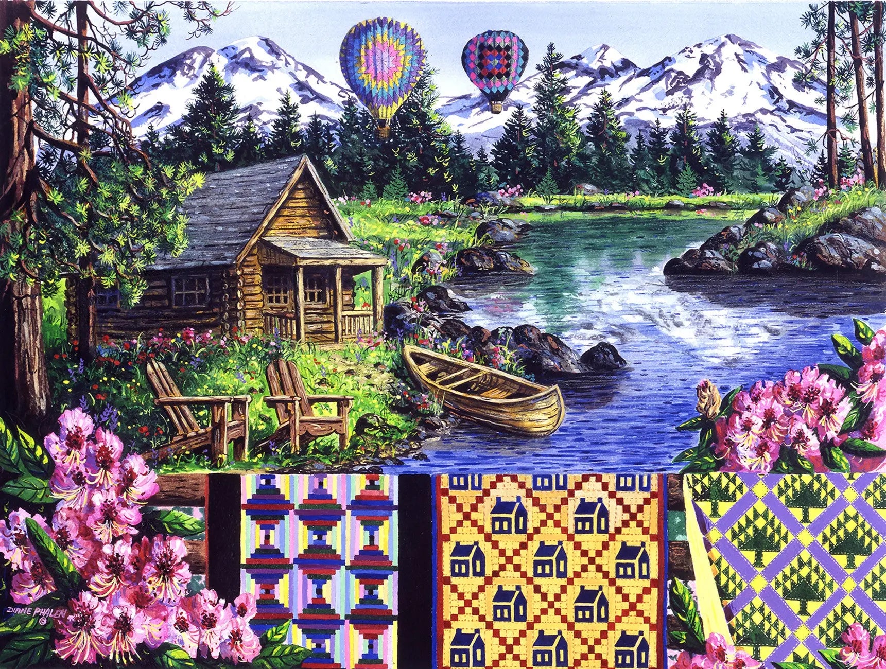 Floating Over Sisters 500pc Puzzle - Linda's Electric Quilters