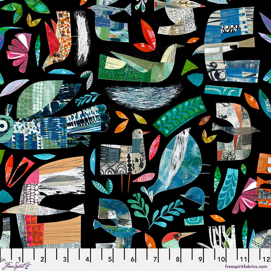 Flock Together Midnight Cotton 44"/45" Fabric Per Yard