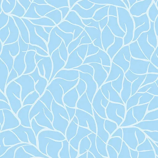 Flora & Fauna: Midnight - Branches - Sky Blue 44" / 45" Fabric Per Yard The Fabric Company