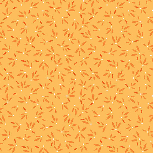 Flora & Fauna: Midnight - Leaves - Honey 44" / 45" Fabric Per Yard