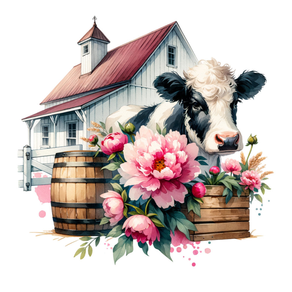 Floral Cows Fabric Panel 9