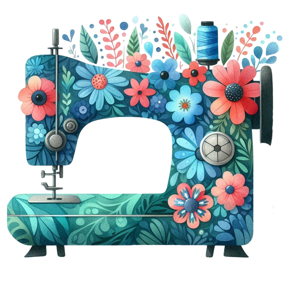 Floral Cute Sewing Machine Fabric Panel 15 QuiltingFabricPanels