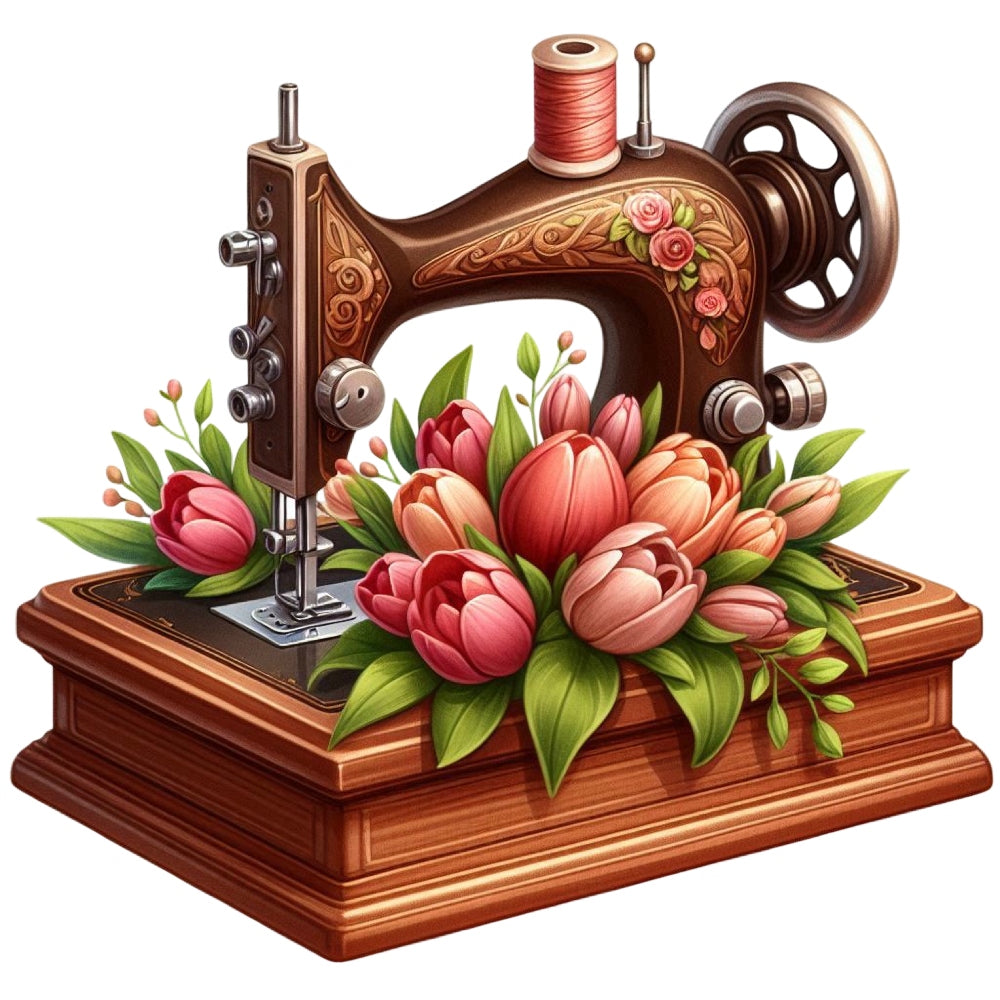 Floral Cute Sewing Machine Fabric Panel 16 QuiltingFabricPanels