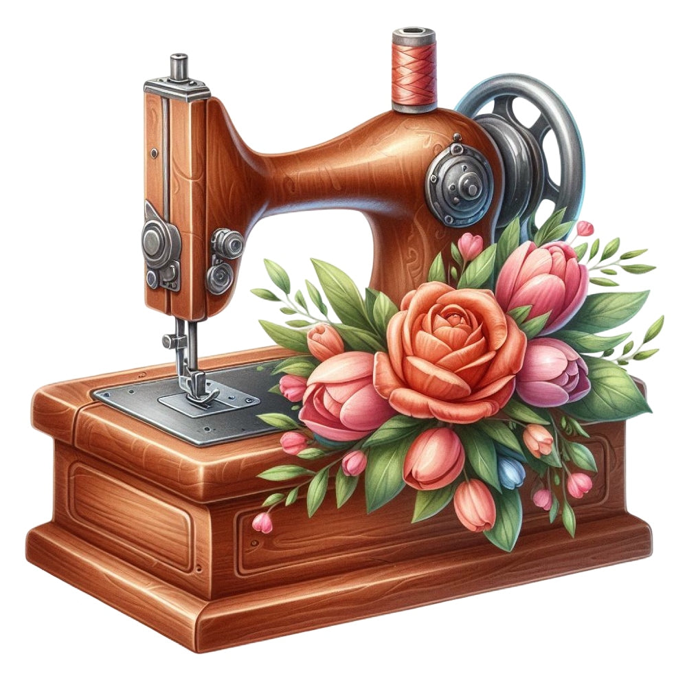 Floral Cute Sewing Machine Fabric Panel 17 QuiltingFabricPanels