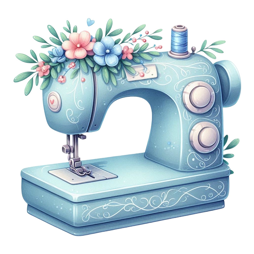 Floral Cute Sewing Machine Fabric Panel 25 QuiltingFabricPanels