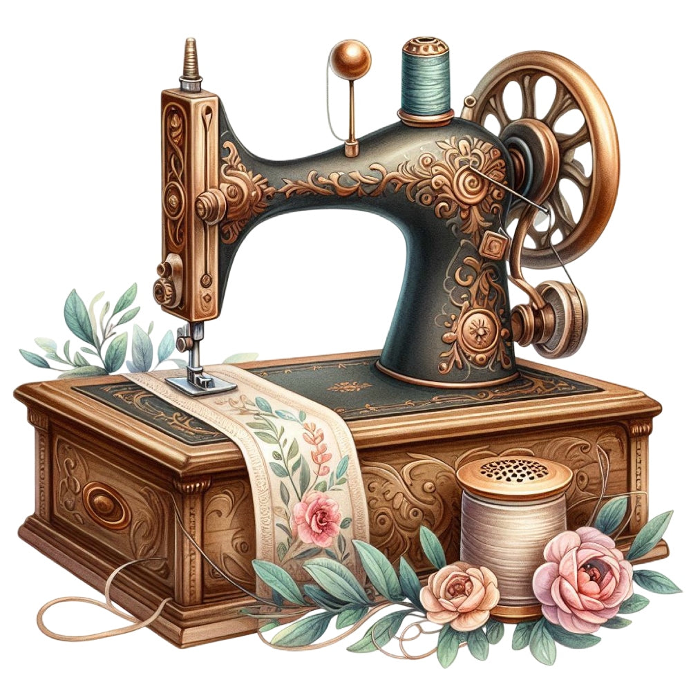 Floral Cute Sewing Machine Fabric Panel 4 QuiltingFabricPanels