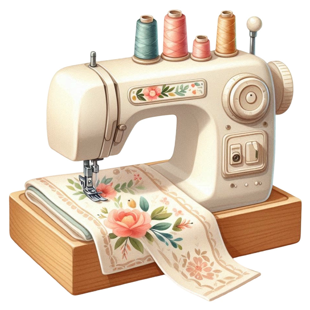 Floral Cute Sewing Machine Fabric Panel 7 QuiltingFabricPanels