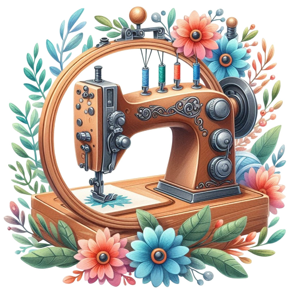 Floral Cute Sewing Machine Fabric Panel 9 QuiltingFabricPanels