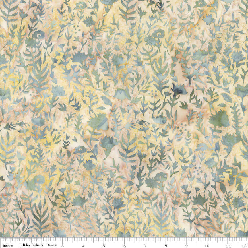 Riley Blake Floral Grid Batiks Caribbean shale hand-dyed batik by the yard