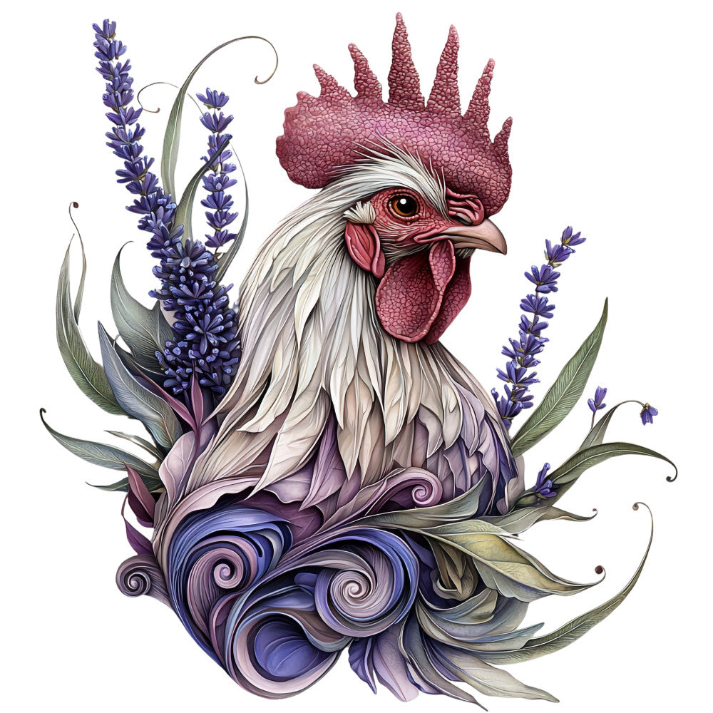 Floral Rooster Fabric Panel 14