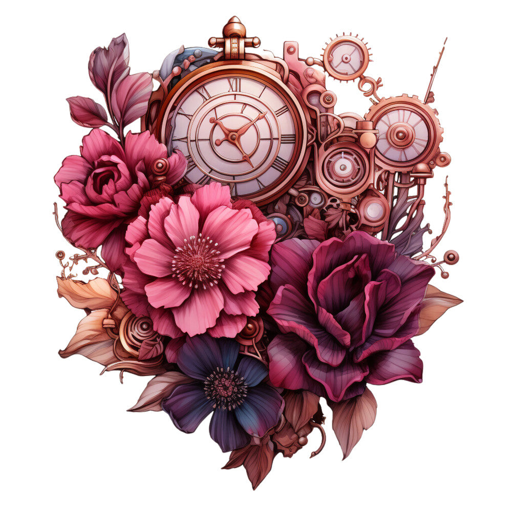 Floral Steampunk Fabric Panel 16 QuiltingFabricPanels