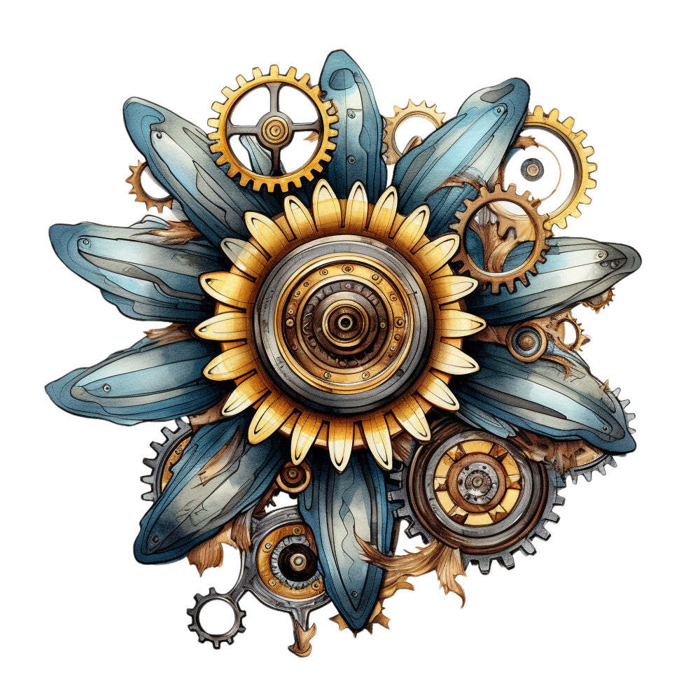 Floral Steampunk Fabric Panel 36 QuiltingFabricPanels