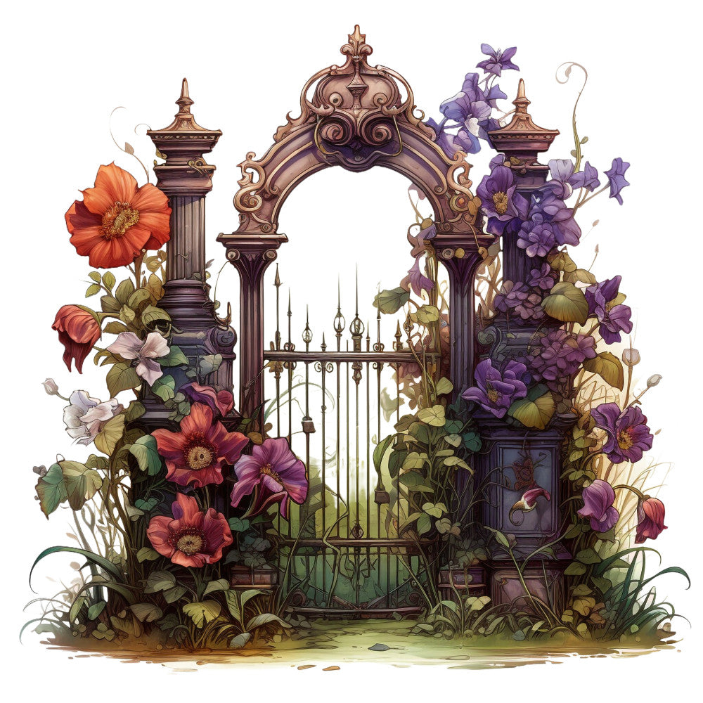 Floral Steampunk Fabric Panel 40