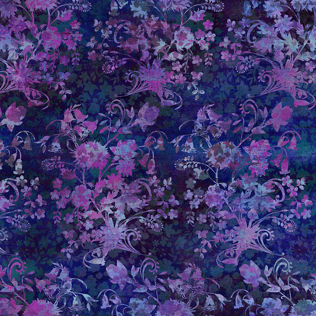 Bouquet Purple Evanescence Cotton 43/44 Fabric Per Yard