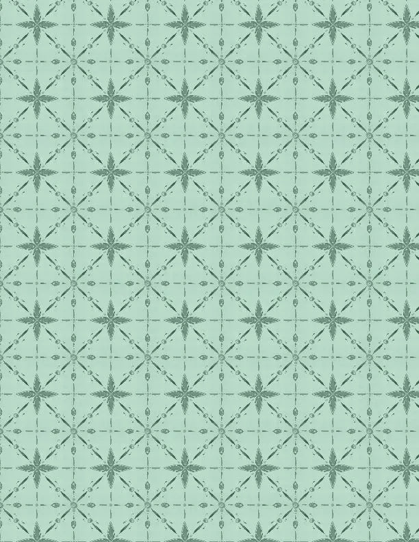 Floralscape - Star Grid Teal Cotton 44"/45" Fabric Per Yard Wilmington Fabrics
