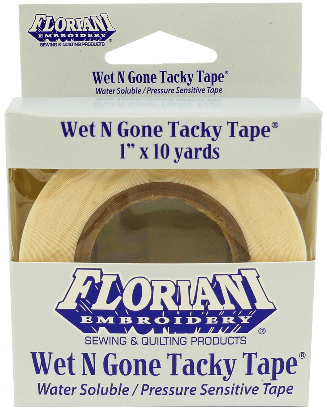 Floriani Wet N Gone Tacky  1" x 10 yds Tape Size - Linda's Electric Quilters