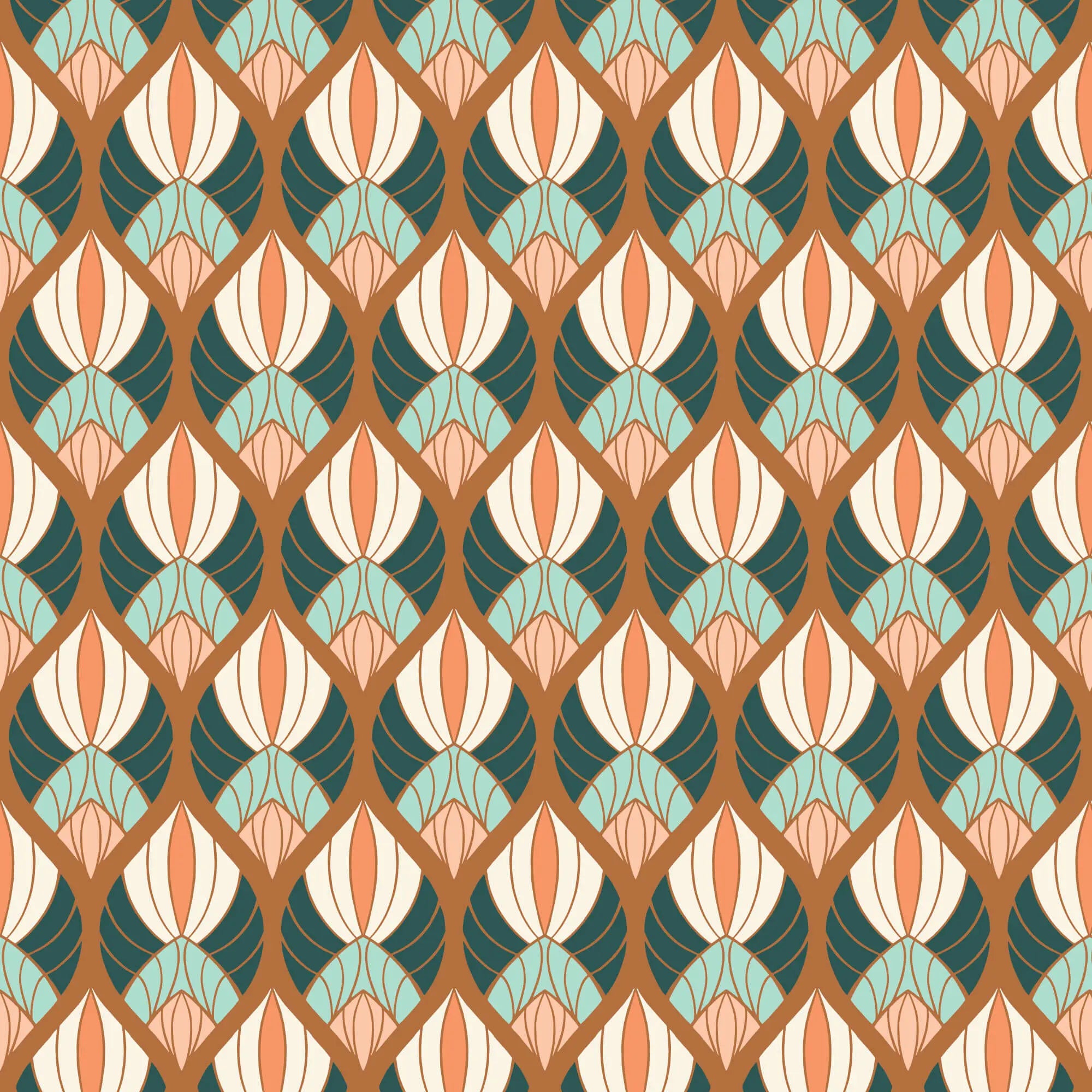 Florissima - Deco Shells - Coral 44" / 45" Fabric Per Yard The Fabric Company