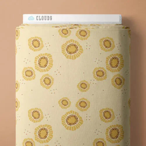 Florissima - Sparkle Blooms - Gold 44" / 45" Fabric Per Yard The Fabric Company