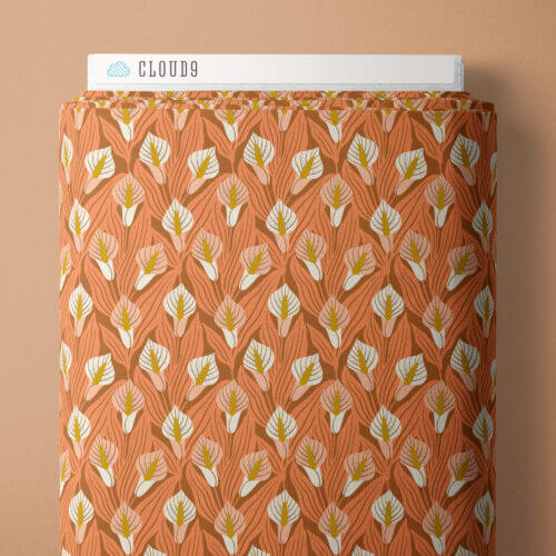 Florissima - Calla Lilies - Coral 44" / 45" Fabric Per Yard