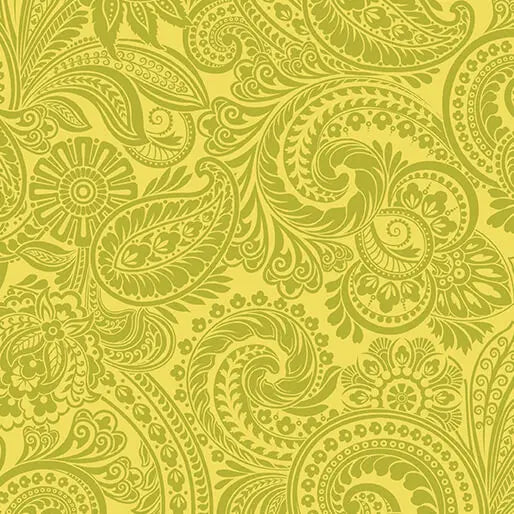 Flower Festival II - Paisley (Lime) 44" / 45" Fabric Per Yard The Fabric Company