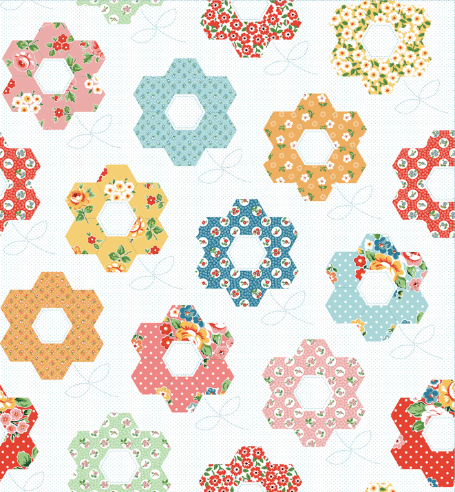 Flower Market - Grandmother's Garden Quilt Panel