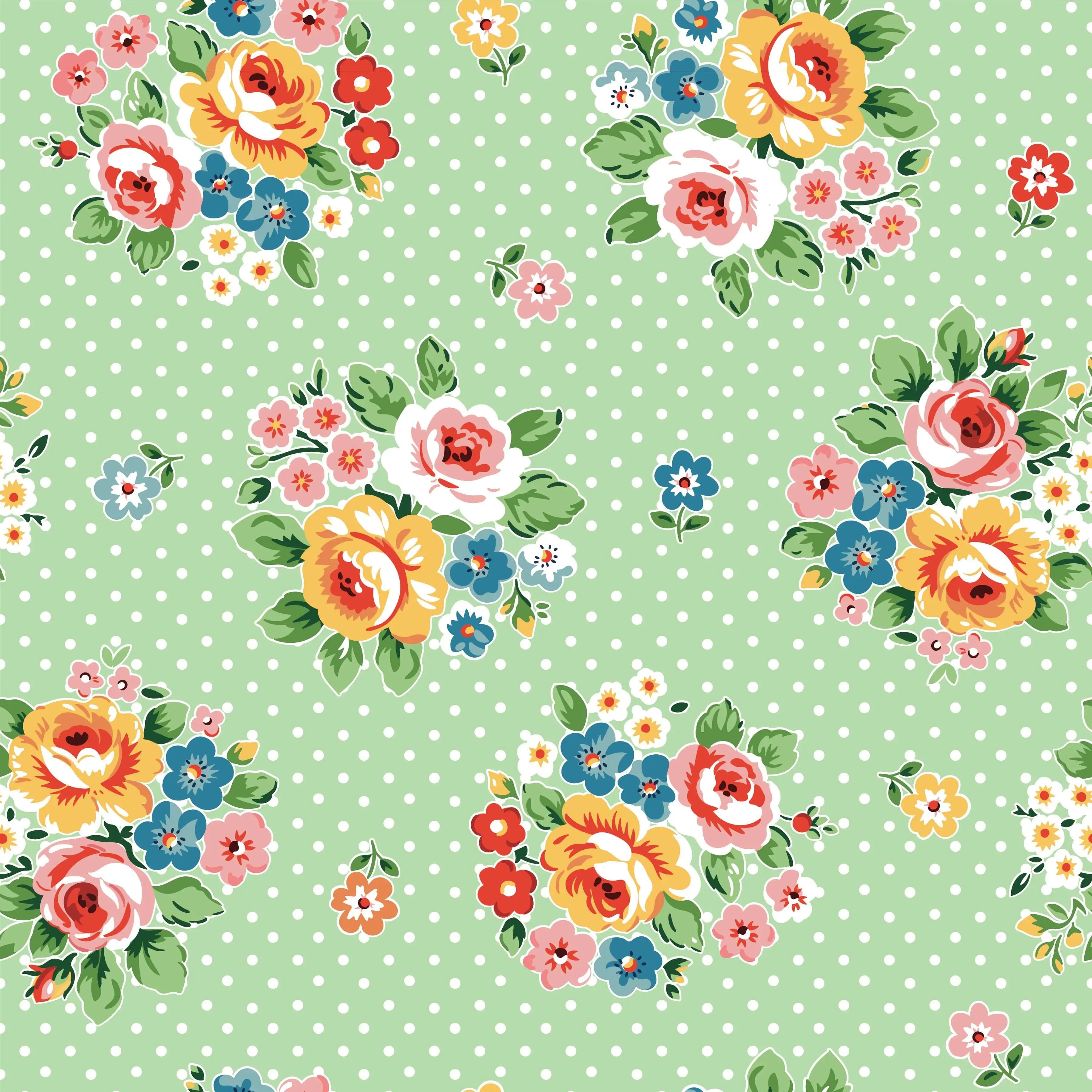 Flower Market - Market Bouquet - Green 44" / 45" Fabric Per Yard The Fabric Company