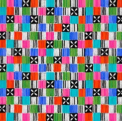 Flowerful - Geo Squares 44" / 45" Fabric Per Yard The Fabric Company