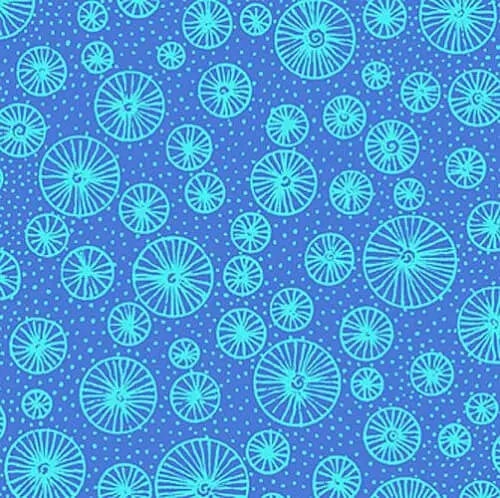 Flowerful - Linear Circles - Blue 44" / 45" Fabric Per Yard The Fabric Company