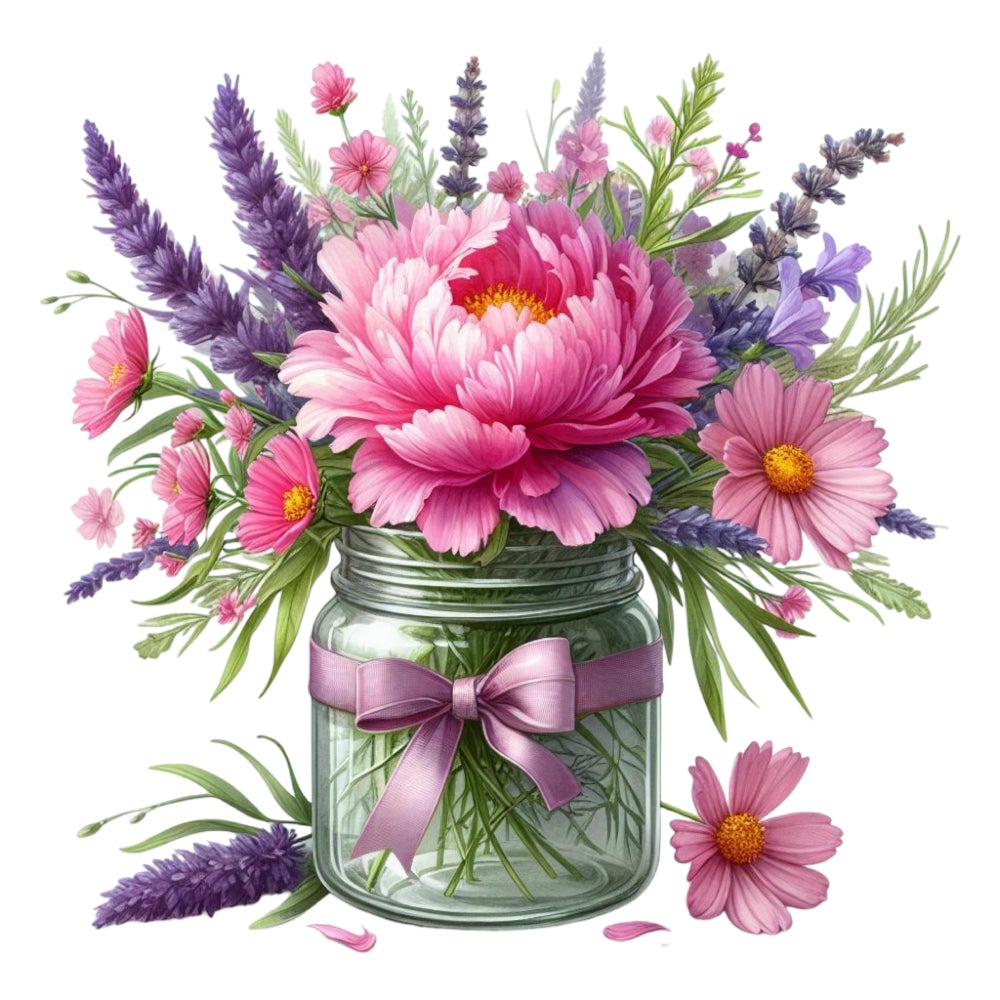 Flowers in a Jar Fabric Panel 13 QuiltingFabricPanels
