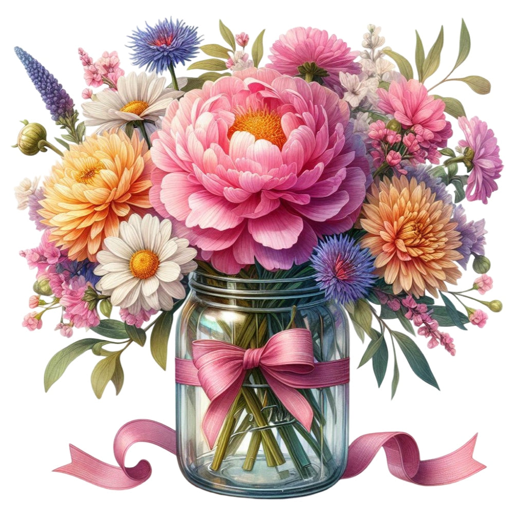 Flowers in a Jar Fabric Panel 2 QuiltingFabricPanels