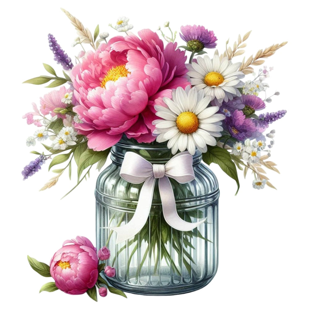 Flowers in a Jar Fabric Panel 7