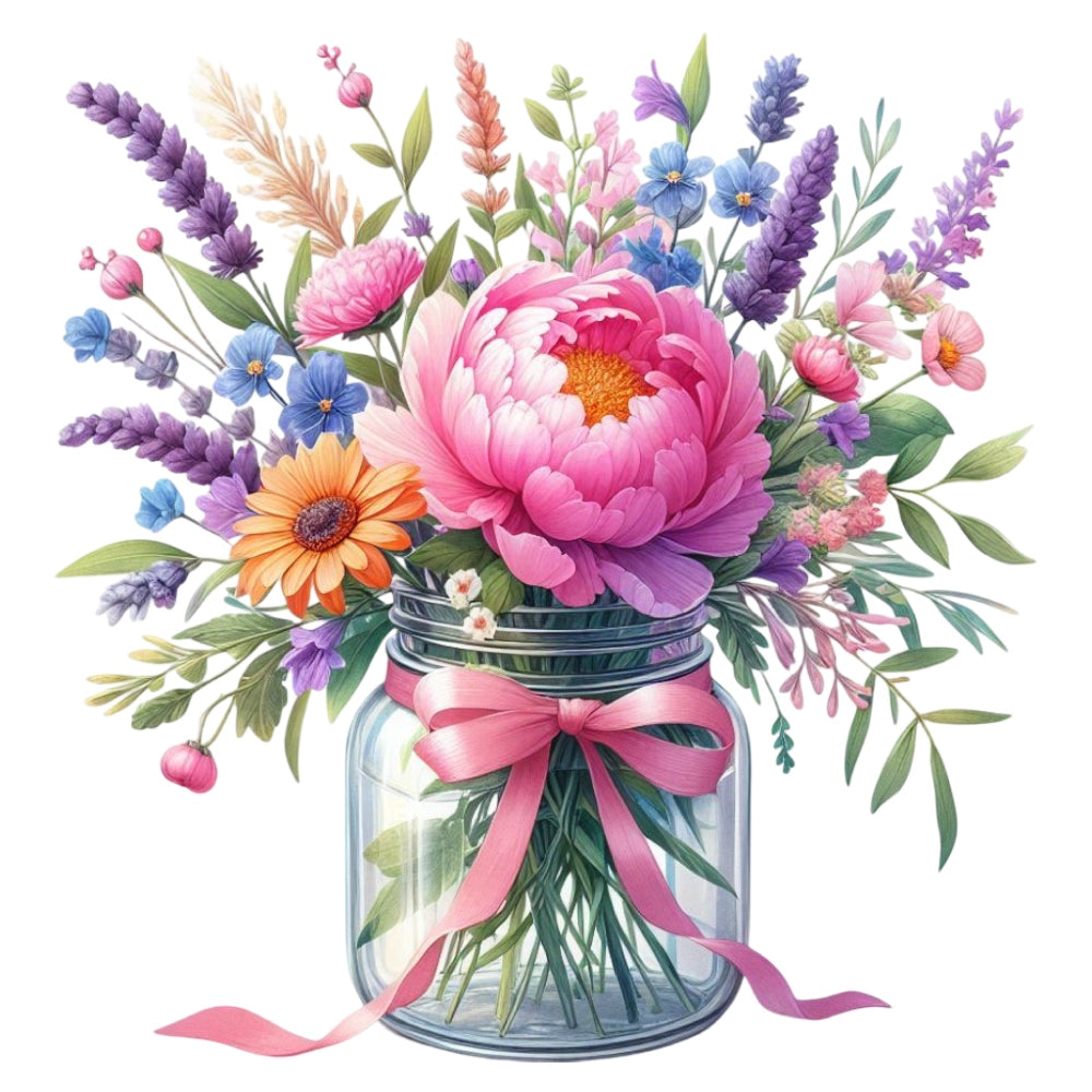 Flowers in a Jar Fabric Panel 8 QuiltingFabricPanels