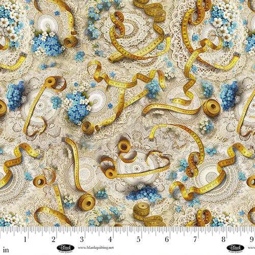 Forget Me Not Ecru Cotton 44"/45" Fabric Per Yard Blank Quilting Inc