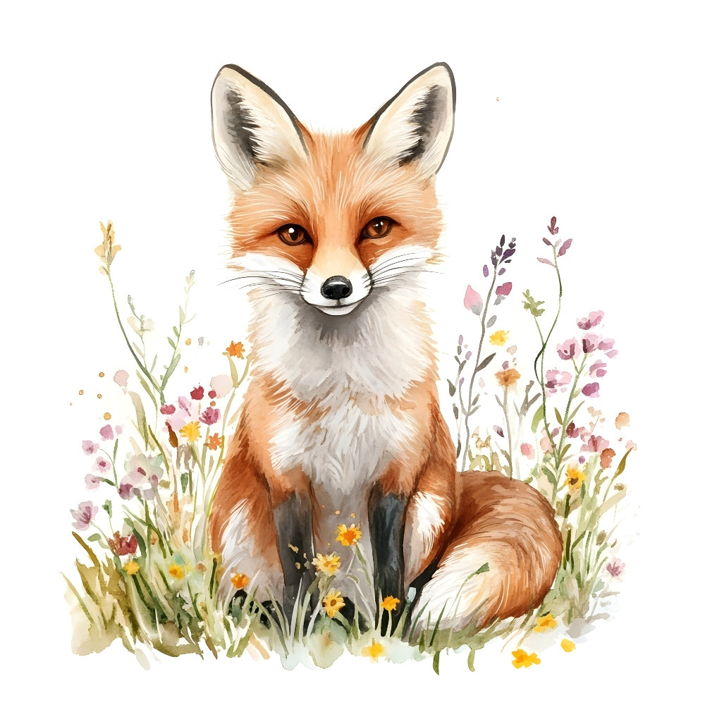 Foxes in Wildflowers Fabric Panel 10