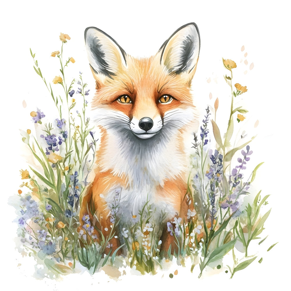 Foxes in Wildflowers Fabric Panel 3