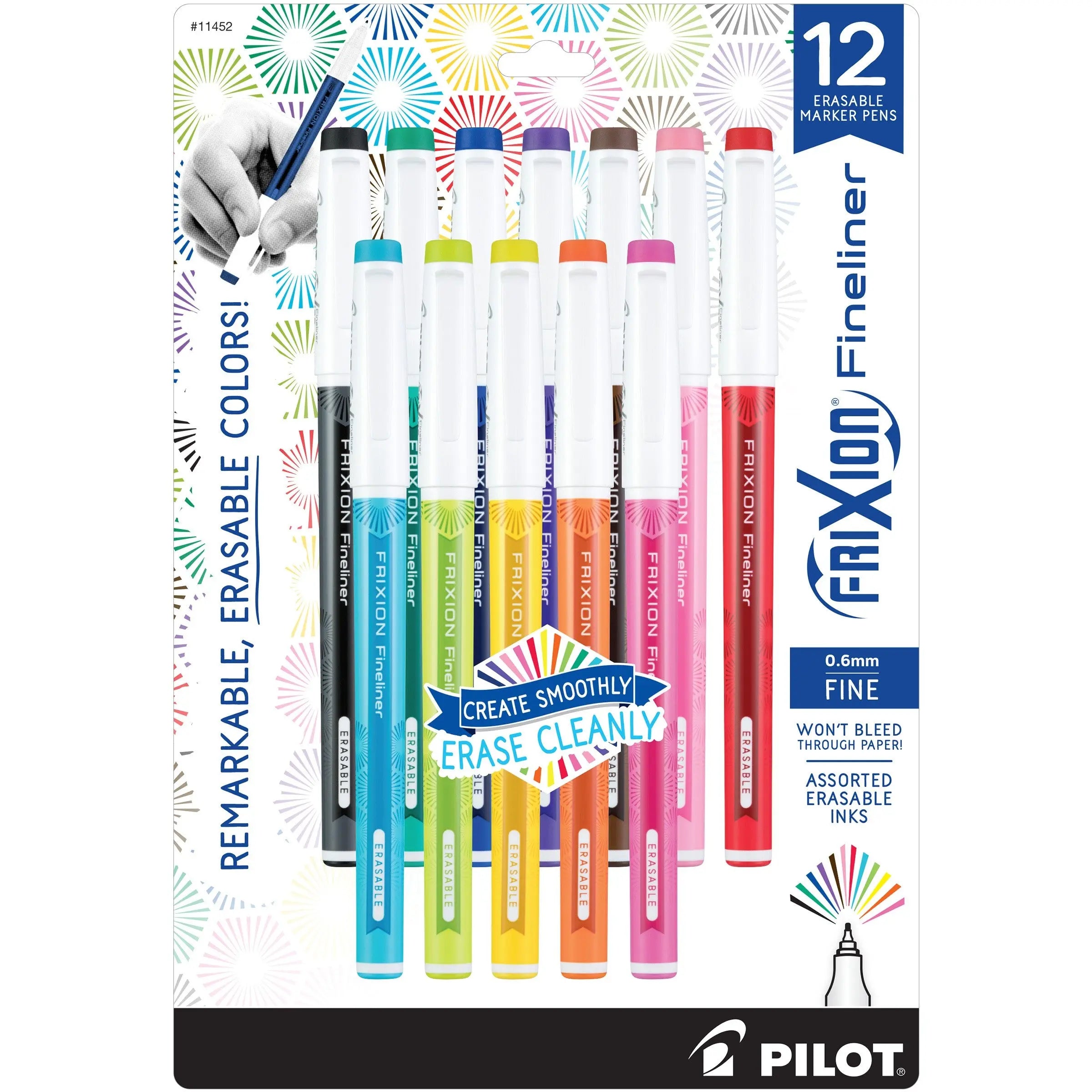 Frixion Fineliner 12pk Assorted Colors - Linda's Electric Quilters